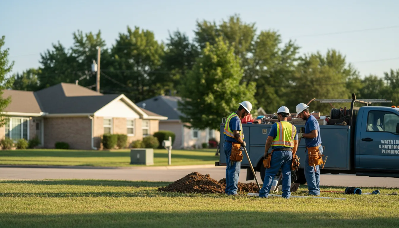 Residential water line and bathroom plumbing service in Rhome, TX